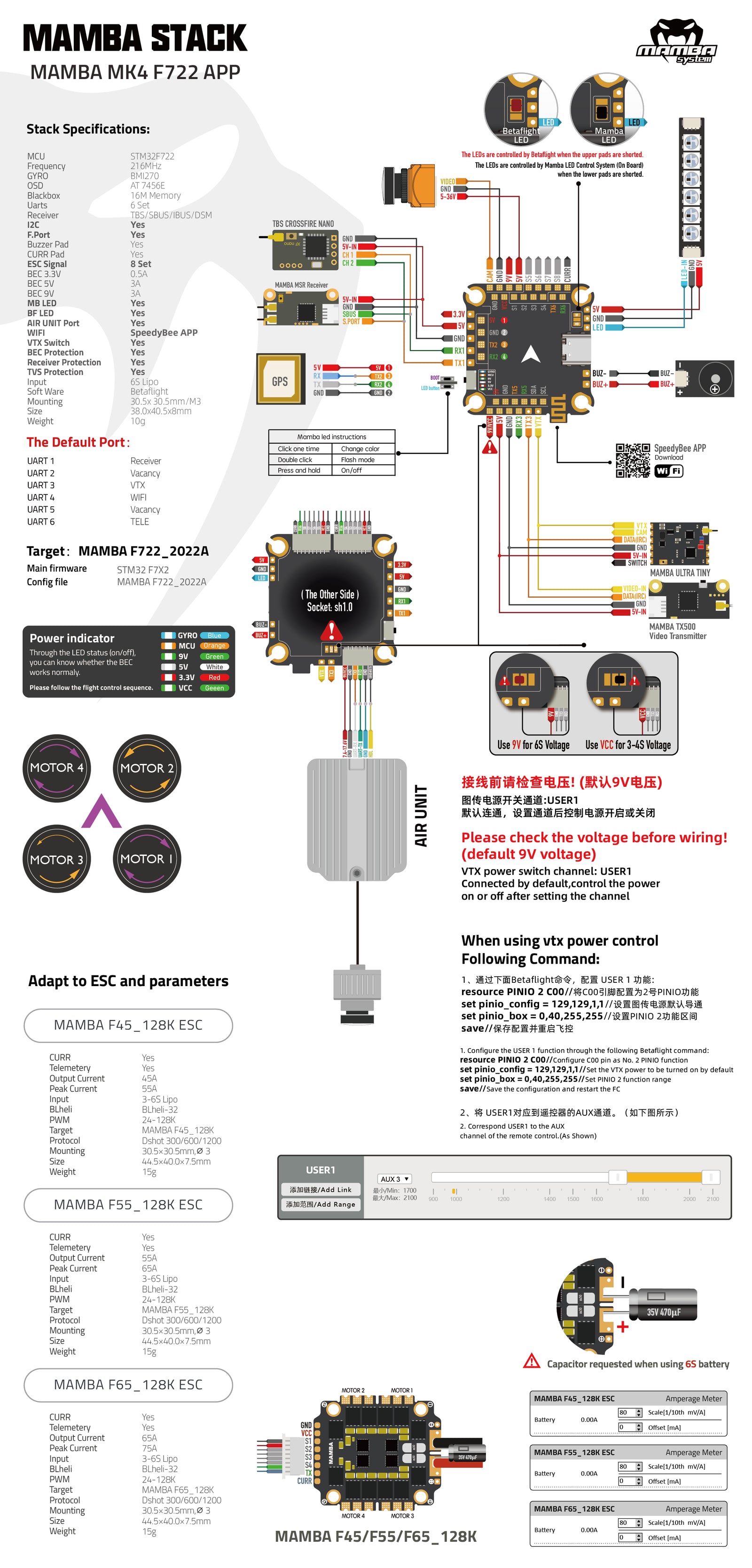 DIATONE OFFICIAL - MAMBA MK4 F722 APP 3-6S Flight Controller Stack